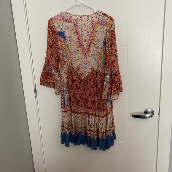 Bohemian Floral Dress with Bell Sleeves - Picture 2 of 6